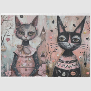 Funky Wired Cats Decoupage Tissue Paper