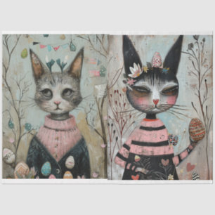 Funky Wired Cats Decoupage Tissue Paper