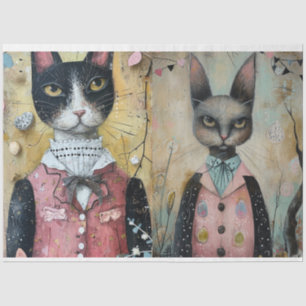 Funky Wired Cats Decoupage Tissue Paper