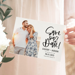 Funky Writing Editable Color Save Our Date Card