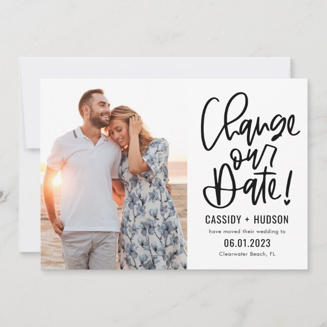 Funky Writing Editable Colour Change The Date Card (Front)