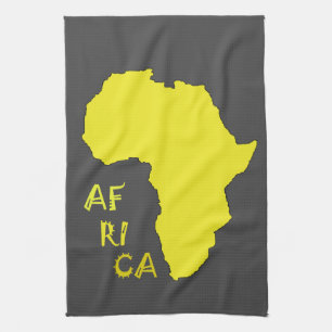 Funky Yellow Africa African Continent Map Tea Towel