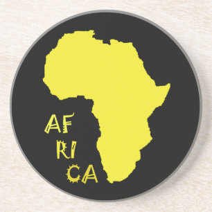 Funky Yellow Africa Map Coaster