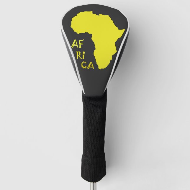 Funky Yellow Africa Map Continent Golf Head Cover (Front)