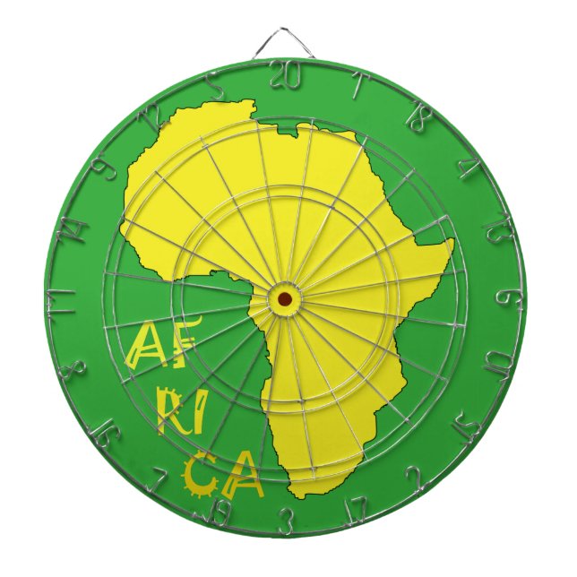 Funky Yellow Africa Map Dartboard (Front)