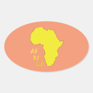Funky Yellow Africa Map Oval Sticker