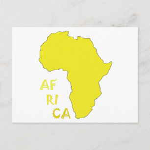 Funky Yellow Africa Map Postcard