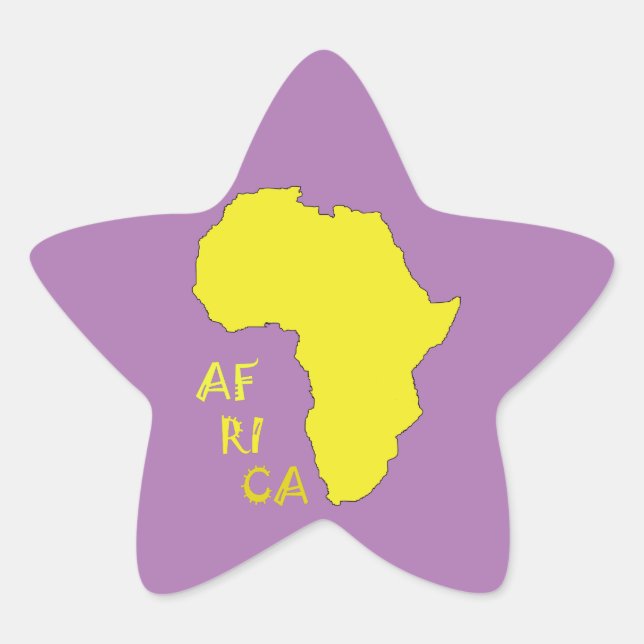 Funky Yellow Africa Map Star Sticker (Front)