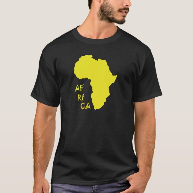 Funky Yellow Africa Map T-Shirt (Front)