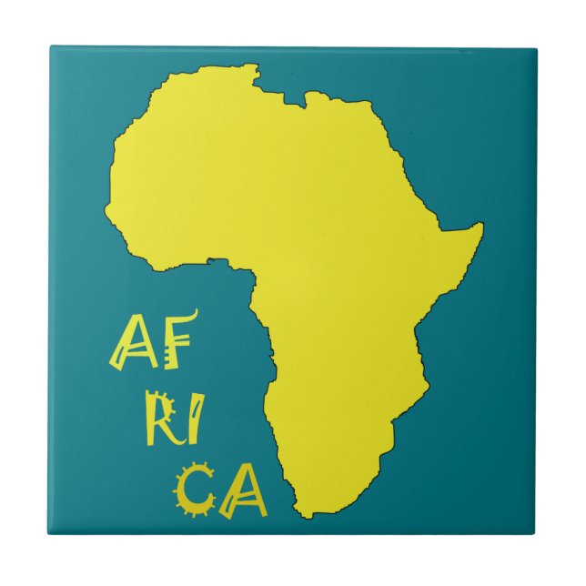 Funky Yellow Africa Map Tile (Front)