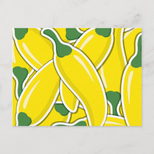 Funky yellow chilli peppers postcard