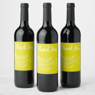 Funky yellow happy banana wine label