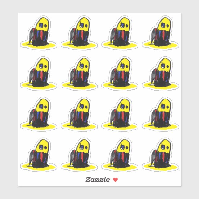 Funky Yellow Man - Custom-Cut Vinyl Stickers (Sheet)