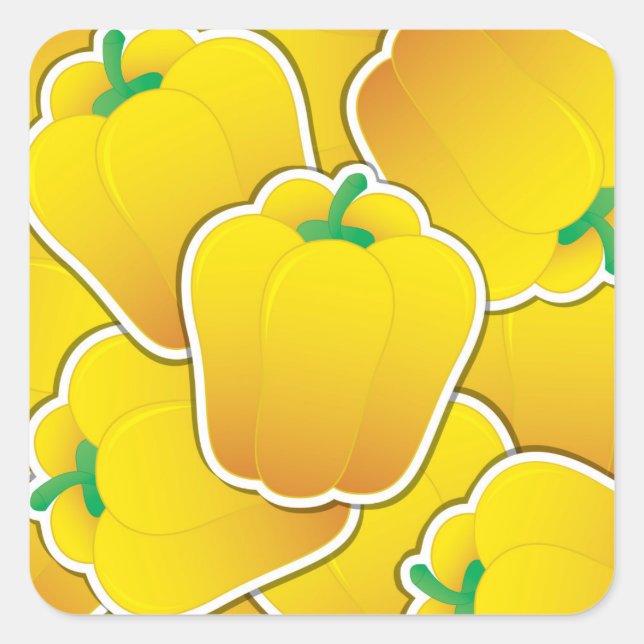 Funky yellow pepper square sticker (Front)