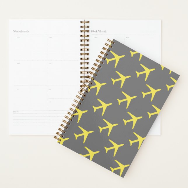 Funky Yellow Plane Aeroplane Pilot Aviation Planner (Display)