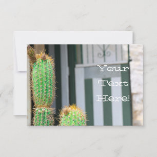 Funky Your Text Green Cactus Flat Card