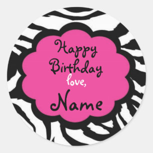 Funky Zebra Customizalbe Birthday Sticker
