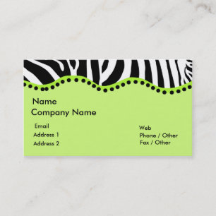 Funky Zebra In Green Business Card