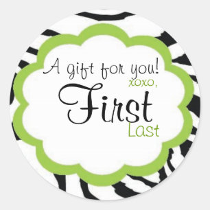 Funky Zebra Persaonalized Gift Sticker