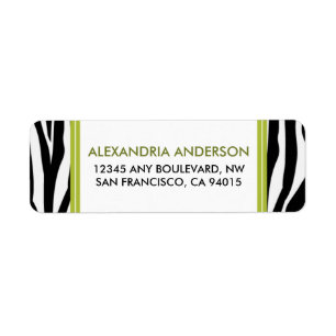 Funky Zebra Print Return Address Label (lime)