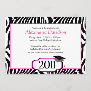 Funky Zebra Stripe 5x7 Graduation Announcement