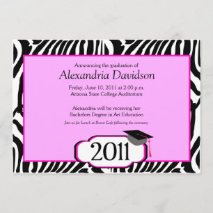 Funky Zebra Stripe 5x7 Graduation Announcement