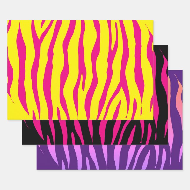 Funky zebra stripe Christmas Wrapping Paper Sheets (Set)