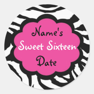 Funky Zebra "Sweet Sixteen" Stickers