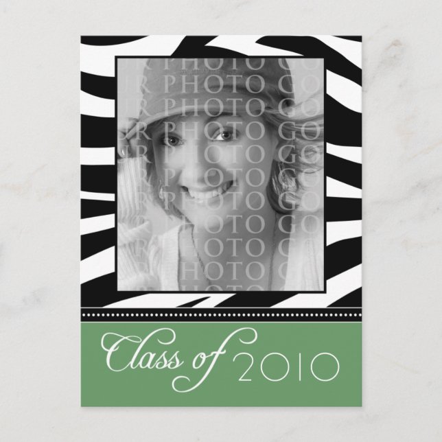 Funky Zebra YOU-Pick-YOUR-Colour Graduation Invite (Front)