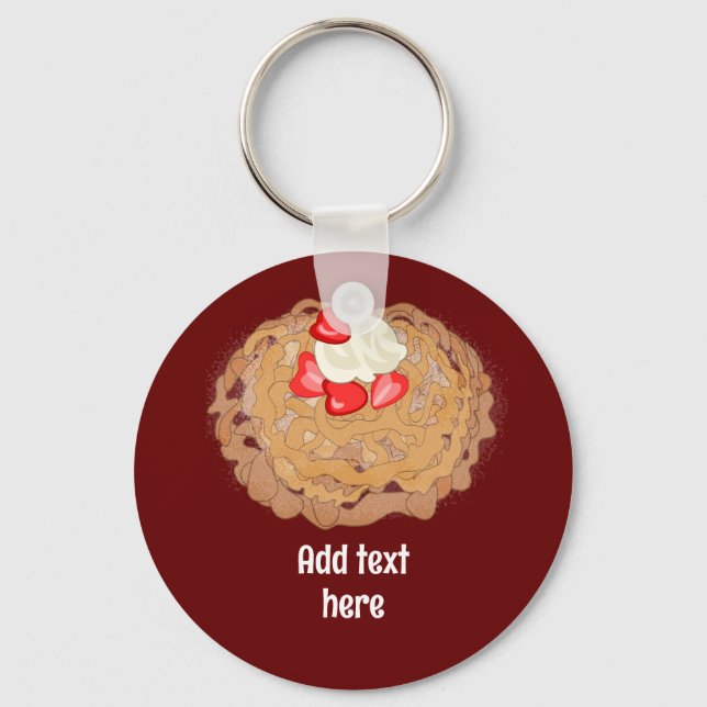 Funnel Cake Serving with Cream - Add funny slogan Key Ring (Front)
