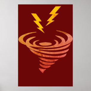 Funnel Cloud Storm Illustration Art, Weather Storm Poster