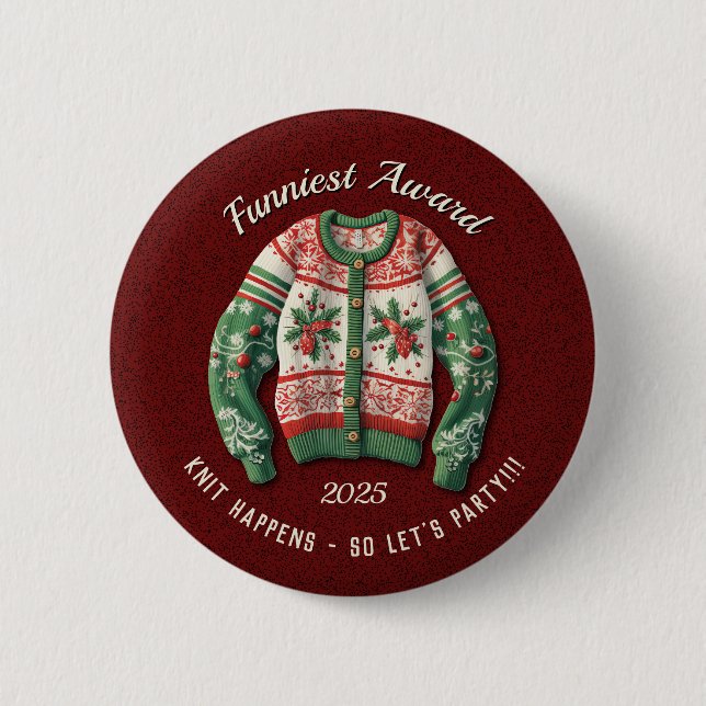 Funniest Ugly Sweater Award Party 6 Cm Round Badge (Front)