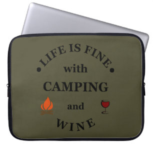 Funnt camping and wine sayings laptop sleeve
