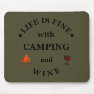 Funnt camping and wine sayings mouse mat