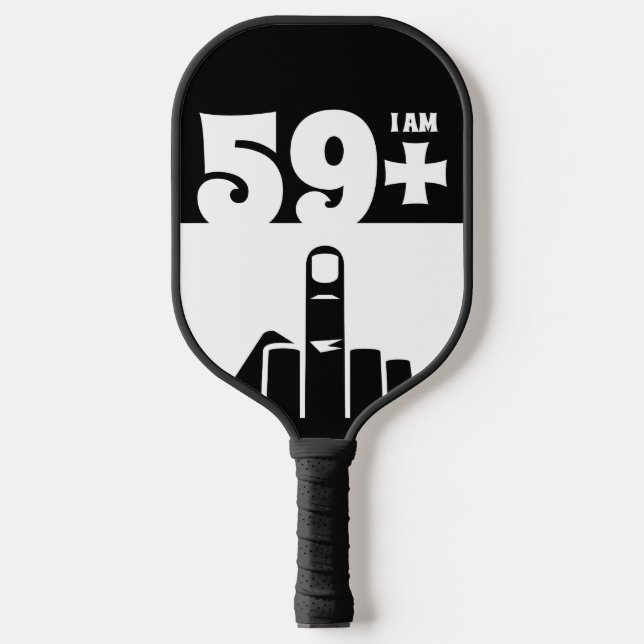 Funny 0th Birthday Gift, 59 Plus one Chequered Pickleball Paddle (Front)