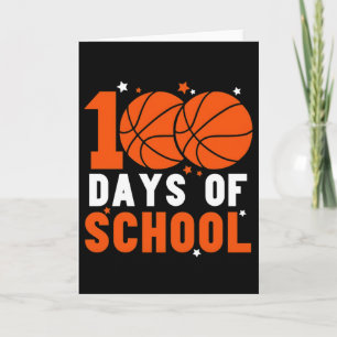 Funny 100 Days Basketball School Kids Sports Card