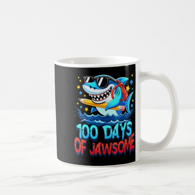 Funny 100 Days Of Jawsome Shark Kids Boy 100th Day Coffee Mug (Right)