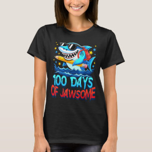 Funny 100 Days Of Jawsome Shark Kids Boy 100th Day T-Shirt
