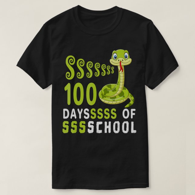 Funny 100 Days Of School Cute Snake teachers and s T-Shirt (Design Front)
