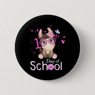 Funny 100 Days Of School Shirt Horse 100th Day Of 6 Cm Round Badge