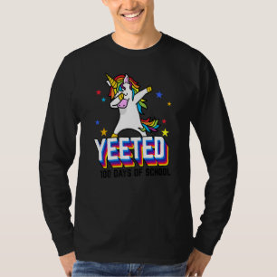 Funny 100 Days Of School Yeeted Dabbing Unicorn Lo T-Shirt