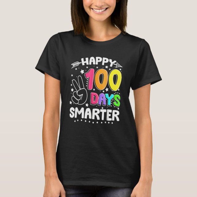 Funny 100 Days Smarter Happy 100th Day Of School S T-Shirt (Front)
