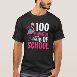 Funny 100 Flamazing Days Of School Flamingo 100th T-Shirt