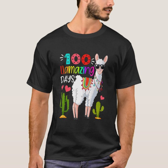 Funny 100 Llamazing Days Of School Llama Teachers  T-Shirt (Front)