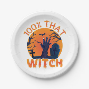 Funny 100% That Witch Halloween Paper Plates