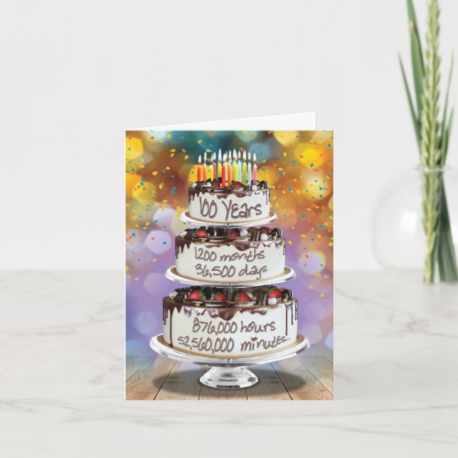 Funny 100th Birthday Card - Year Time Count 100 (Front)