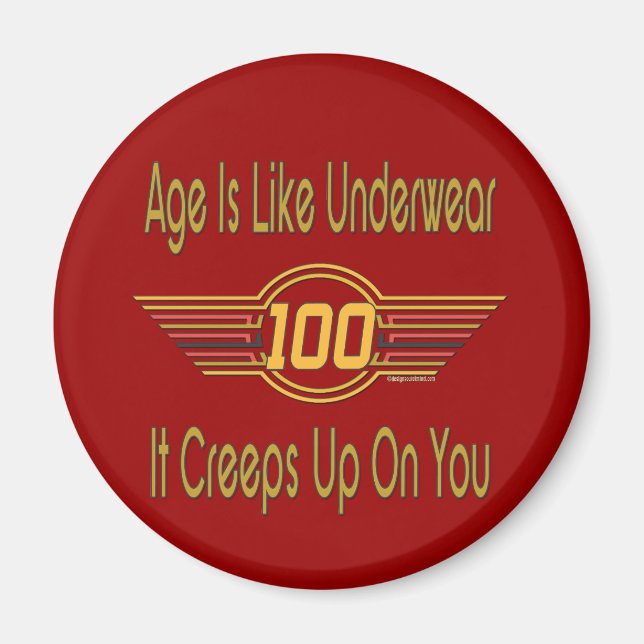 Funny 100th Birthday Gifts - Age is like underwear Magnet (Front)