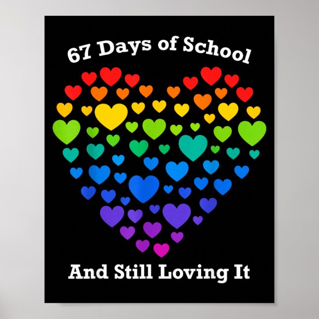 Funny 100th Day Of School Shirt Teacher Heart Vale Poster (Front)