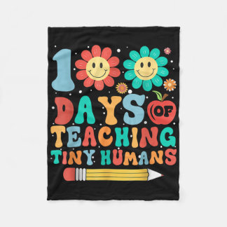 Funny 100th Day Of School Teacher Kids 100 Days Of Fleece Blanket