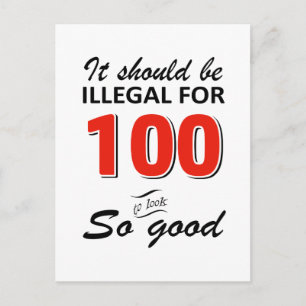 Funny 100th year old birthday designs postcard